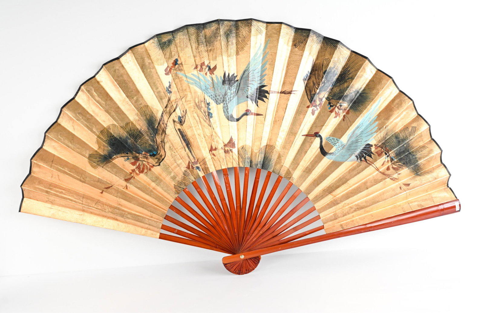 CHINESE FUJIAN OVERSIZED HAND-PAINTED & GILDED FAN (1 of 13)