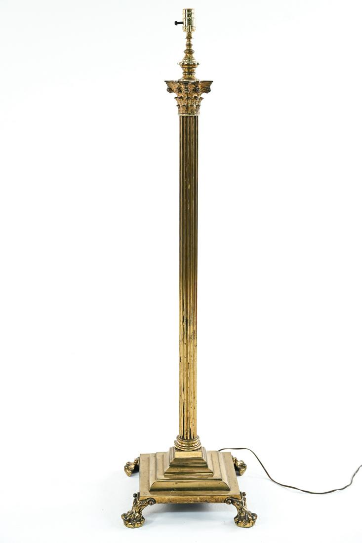 ANTIQUE BRASS NEOCLASSICAL COLUMN FLOOR LAMP (1 of 10)