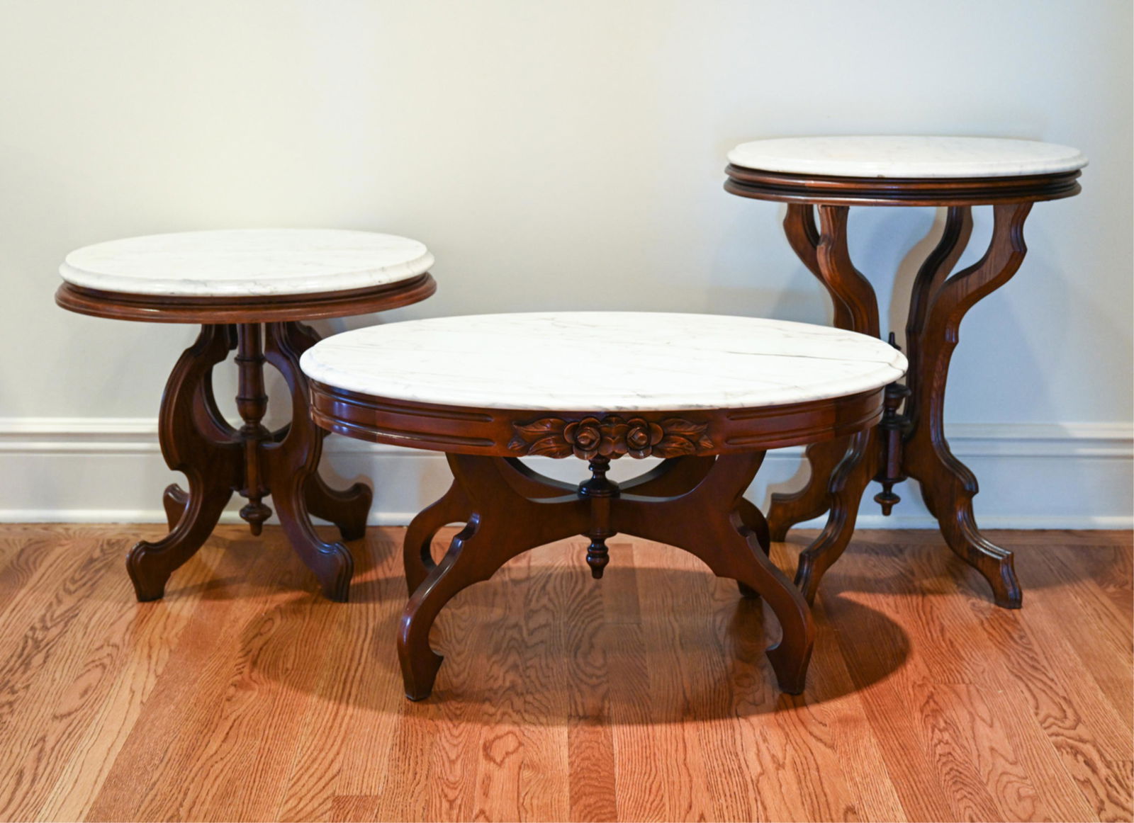 (3) VICTORIAN & REPRODUCTION MARBLE-TOP TABLES (1 of 13)