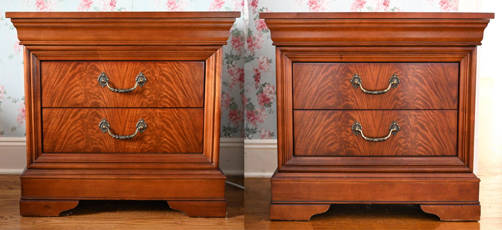 PAIR OF DREXEL STUDIO FLAME MAHOGANY NIGHTSTANDS (1 of 14)