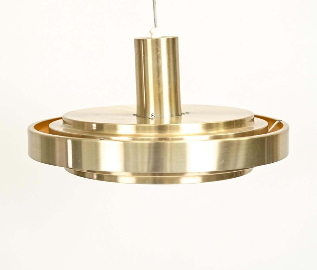 JO HAMMERBORG FOR FOG & MORUP PENDANT LIGHT: Danish mid-century pendant light designed by Jo Hammerborg for Fog & Morup. No apparent labels. Dimensions: H 9" x Dia. 16" Condition: One ding to top. May need rewiring. Few light scratches to sides.