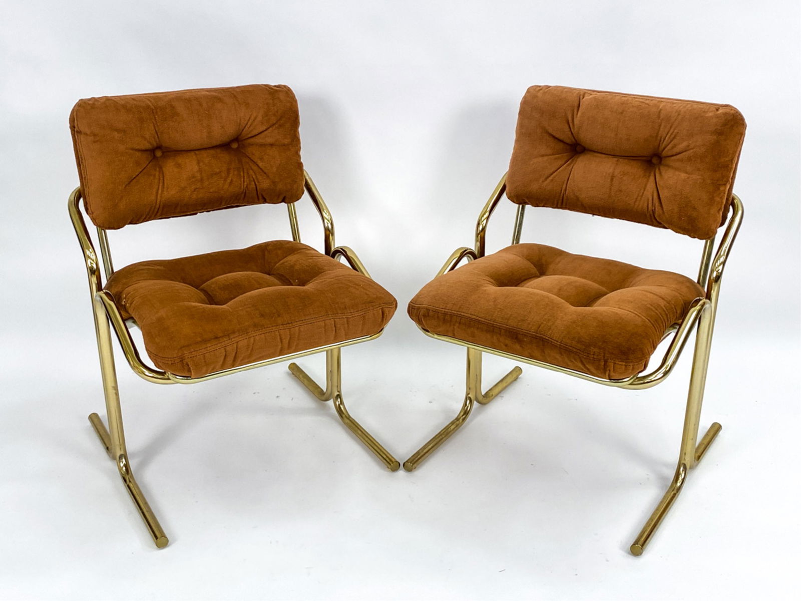 PAIR OF VINTAGE MONSANTO BRASS SIDE CHAIRS, 1980'S (1 of 19)