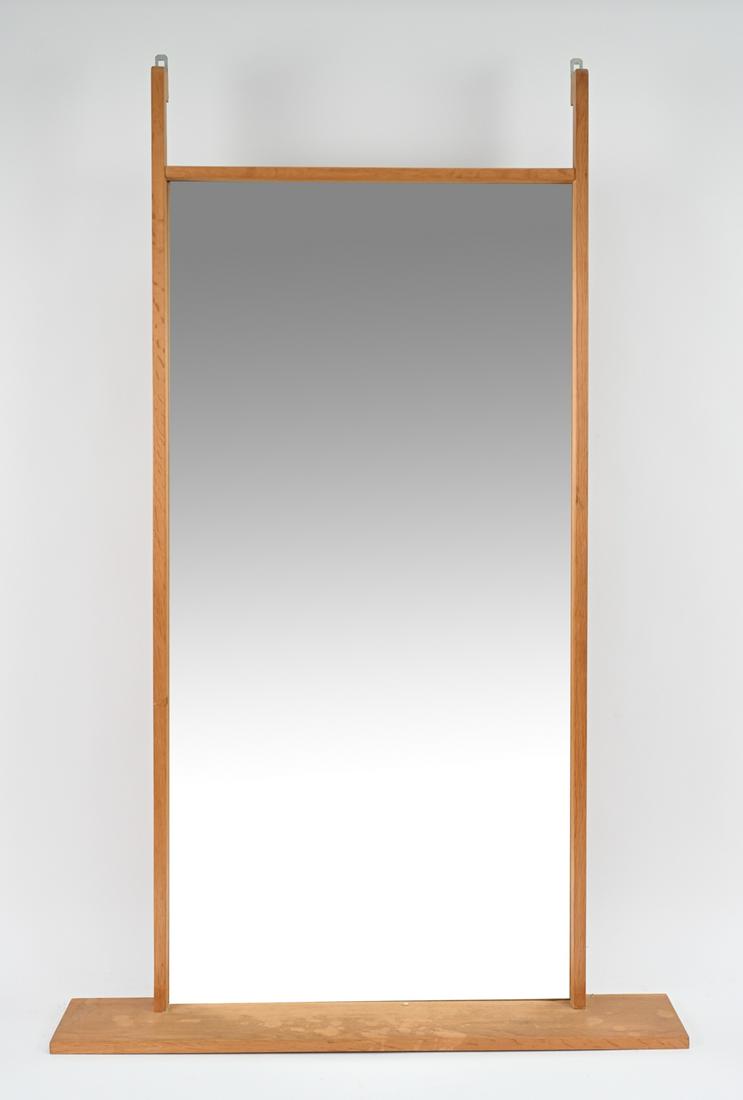 DANISH MID-CENTURY OAK WALL MIRROR W/ SHELF (1 of 8)