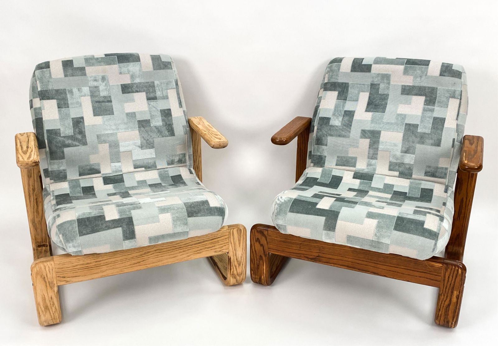 PAIR VINTAGE OAK BENTWOOD LOUNGE CHAIRS (1 of 20)