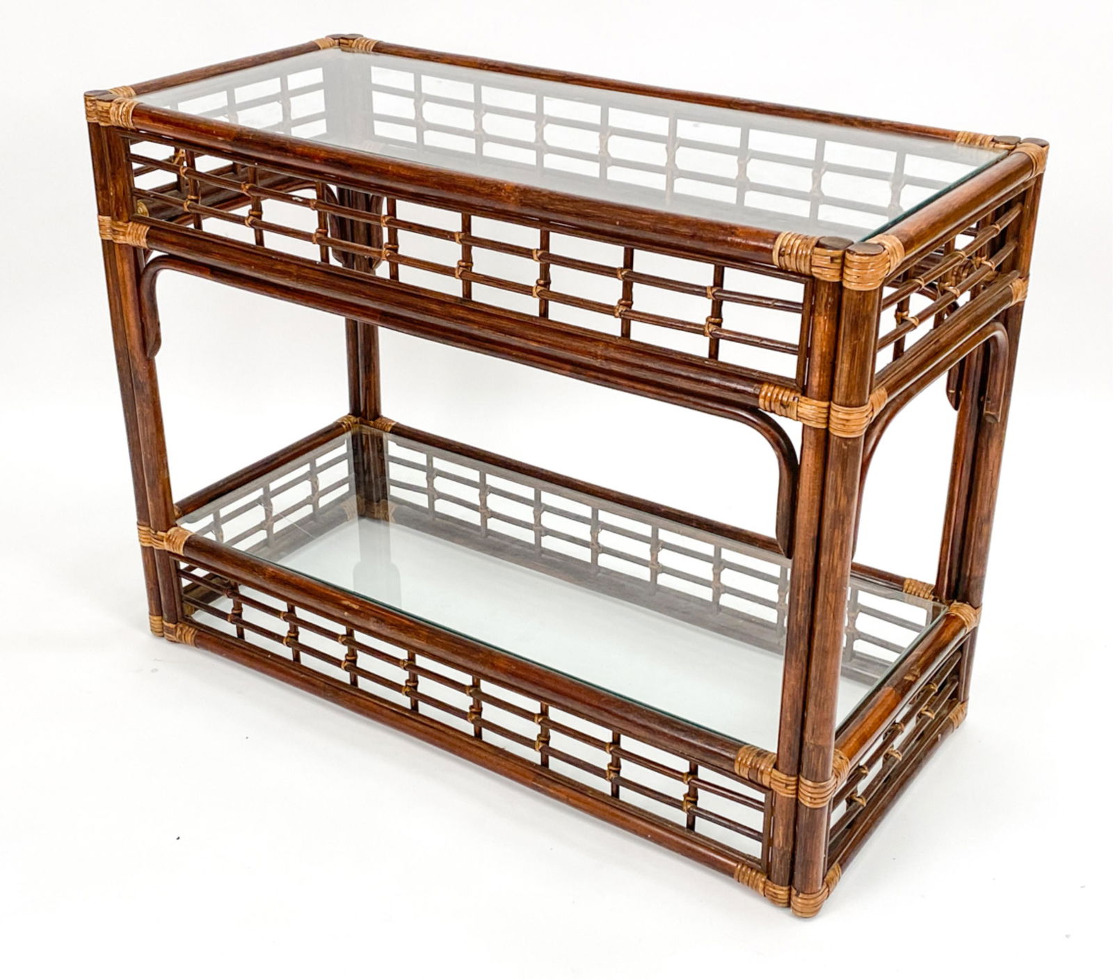 RATTAN TWO-TIER CONSOLE TABLE (1 of 12)