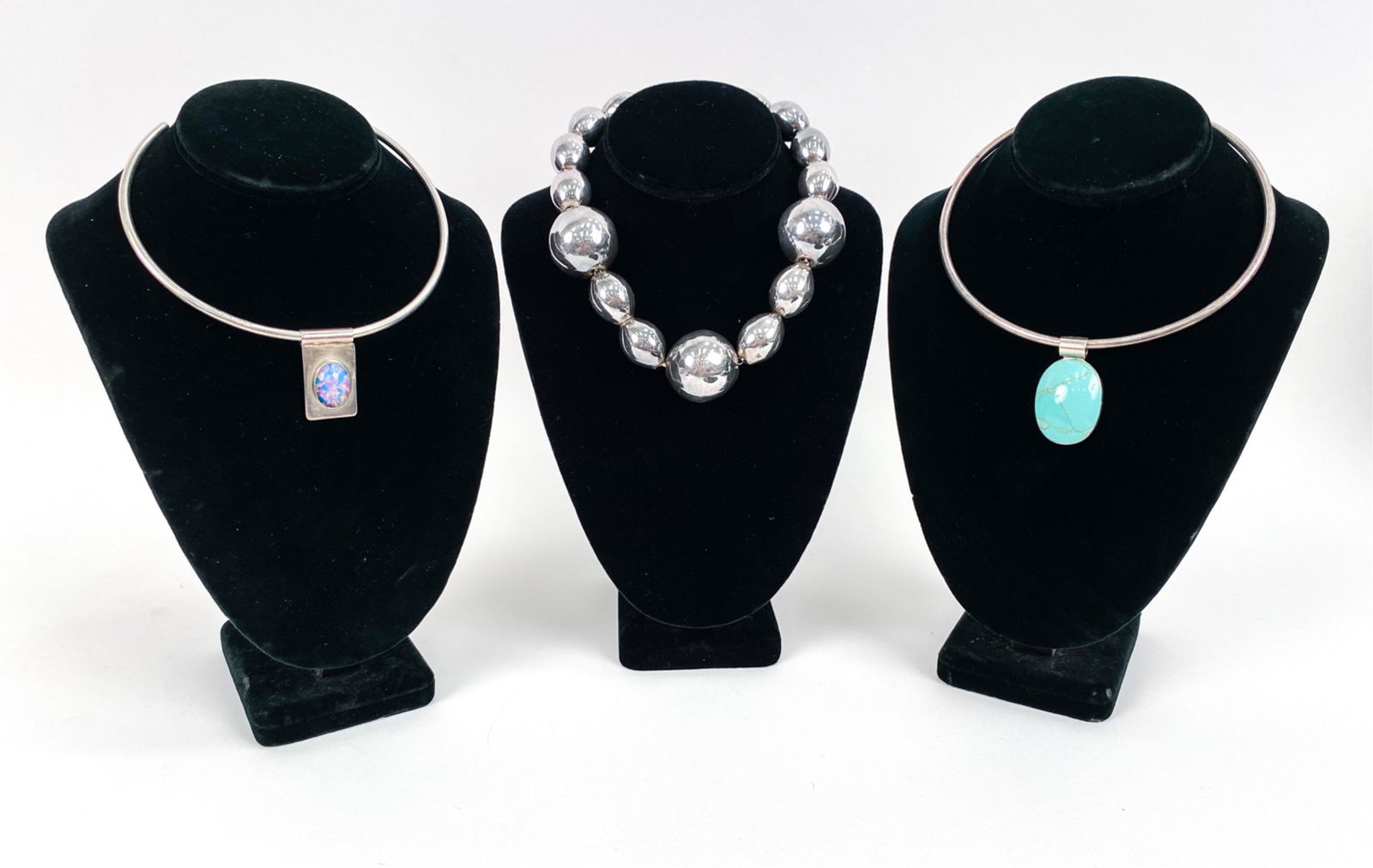 (3) MODERNIST MEXICAN STERLING SILVER NECKLACES (1 of 8)