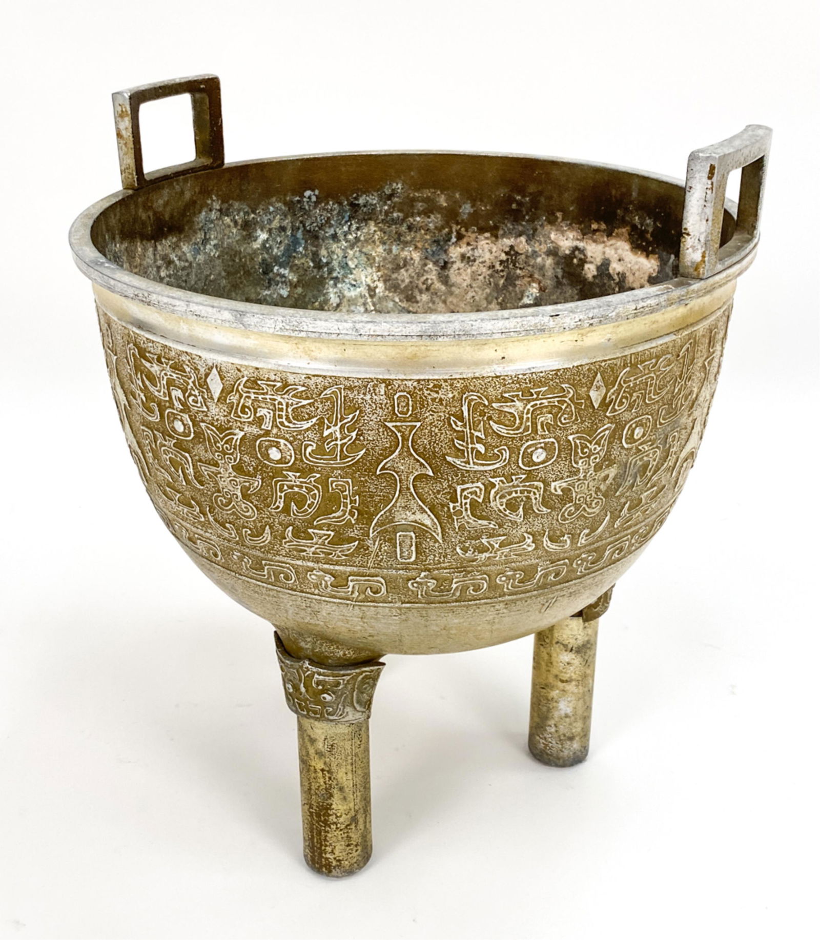 JAMES MONT STYLE DECORATIVE METAL HANDLED PLANTER (1 of 10)