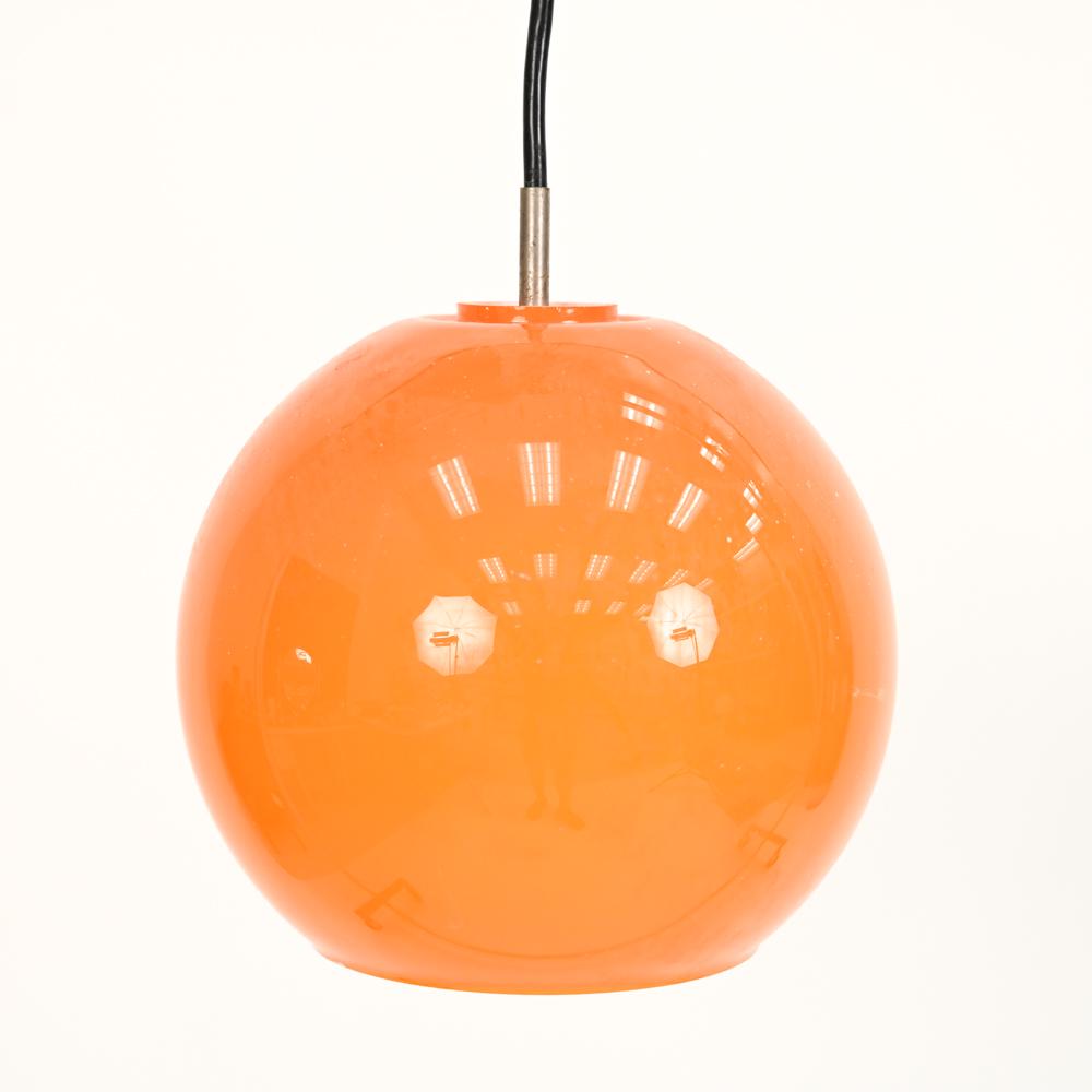 VERNER PANTON ORANGE GLASS GLOBE PENDANT LIGHT (1 of 6)