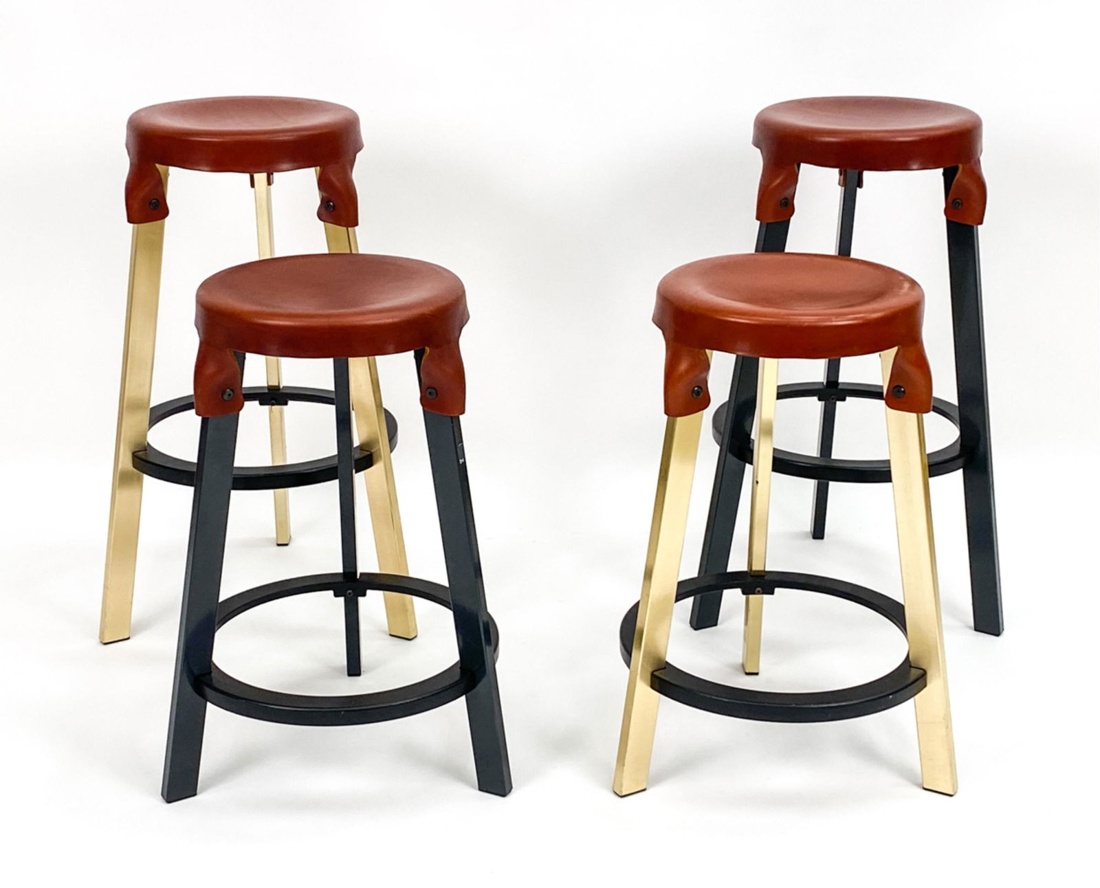 (4) SIMON HASAN LEATHER TOPPED STOOLS (1 of 9)