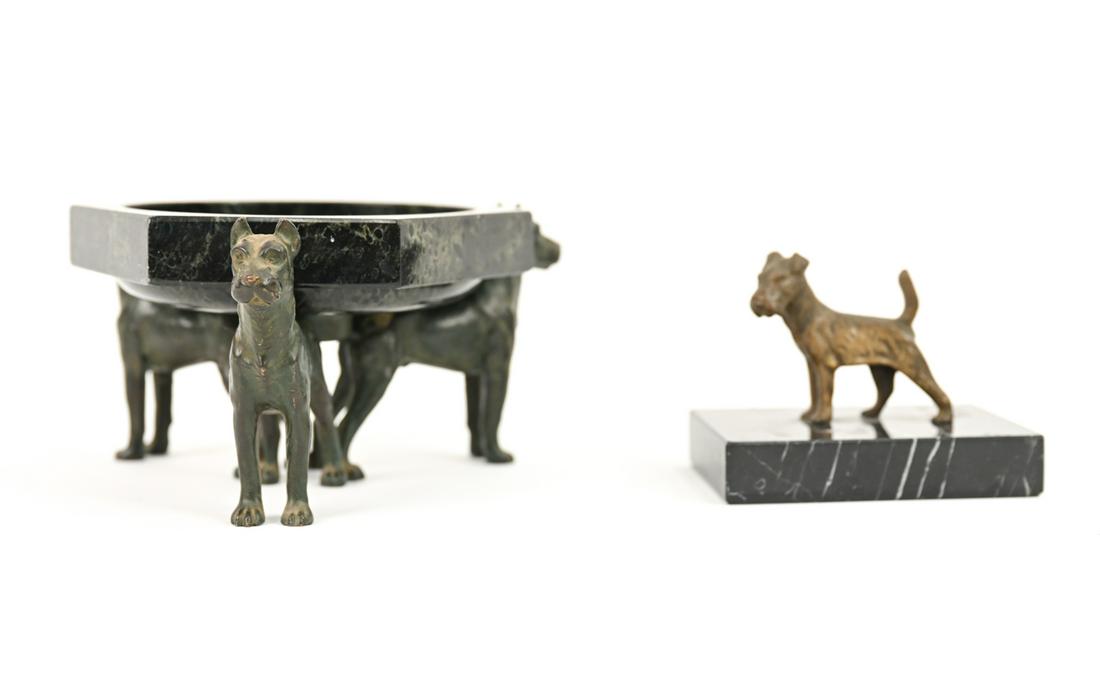 (2) BRONZE & MARBLE DOG FIGURES (1 of 13)