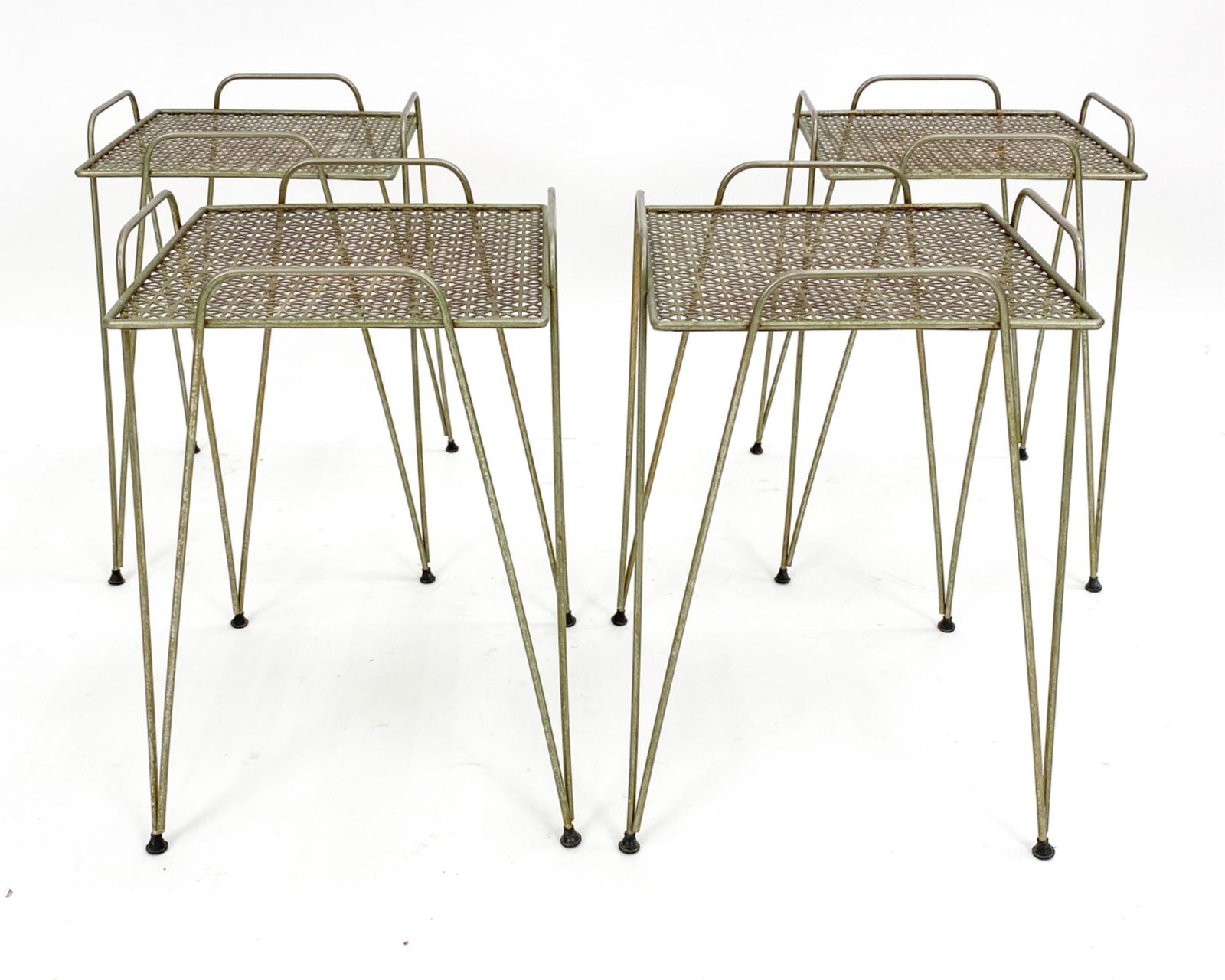 MID-CENTURY PERFORATED METAL SIDE TABLES (1 of 9)