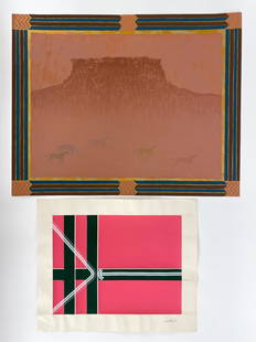 "NAVAJO" SERIGRAPH BY PAUL HENRY BRACH, ETC.: (2) works of art. (1) serigraph, pencil signed along bottom "Navajo" Trial Proof For A & E & Z Paul Brach '79. (1) Mixed media collage signed and dated lower right. Dimensions: (Larger) L 29.25" x W 2