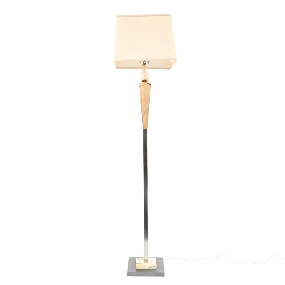 POSTMODERN PETRIFIED WOOD & METAL FLOOR LAMP (1 of 7)