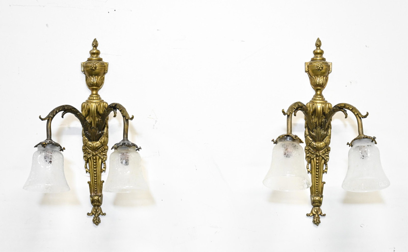 PAIR OF EARLY 20TH C. GILT BRASS SCONCES (1 of 18)