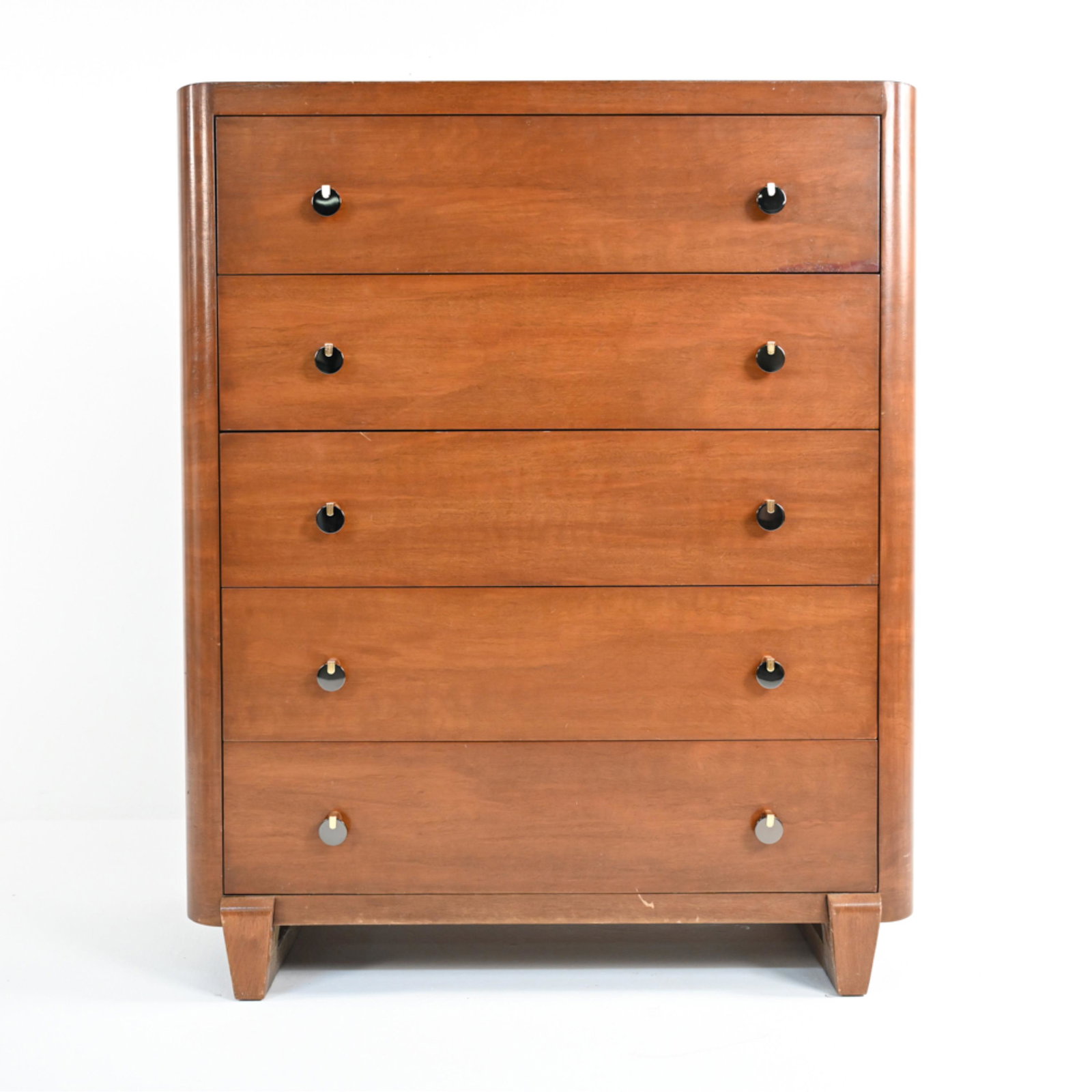 VINTAGE STREAMLINE DECO TALL CHEST OF DRAWERS (1 of 17)