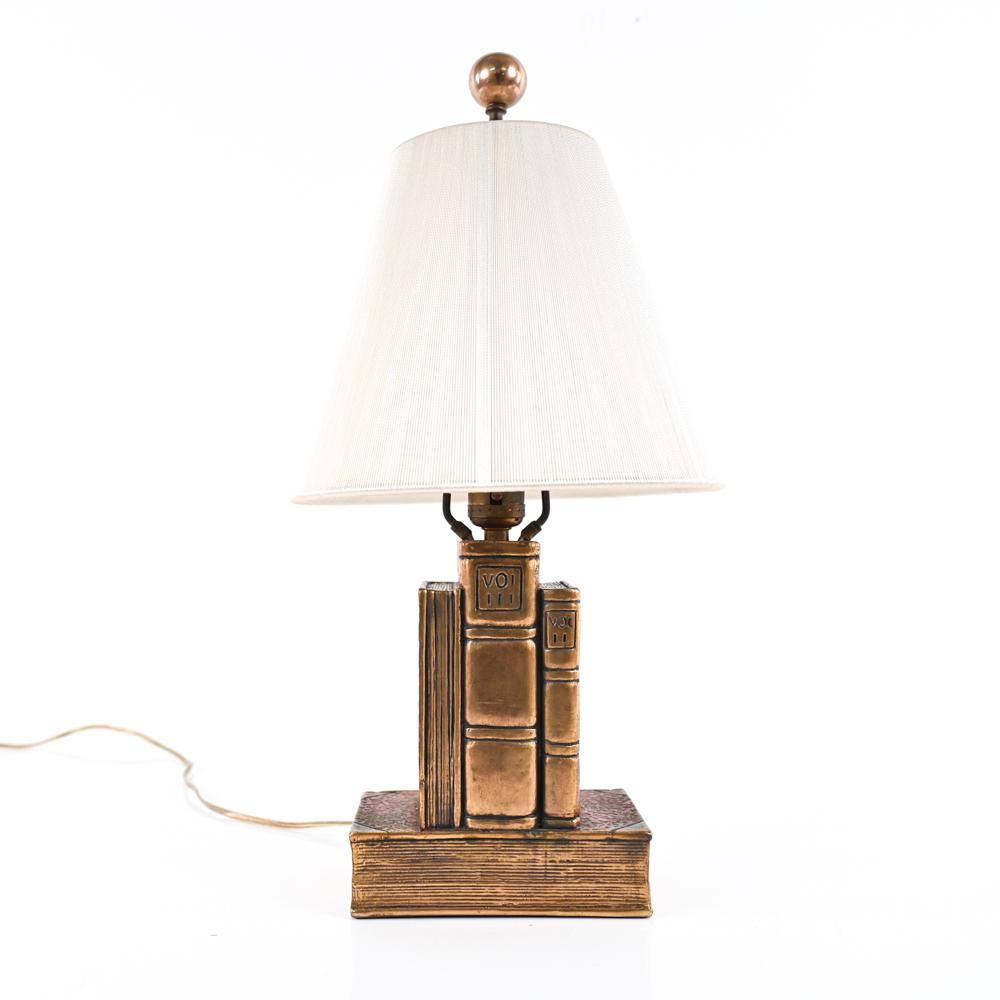 MID-CENTURY CAST BRASS FAUX BOOK LAMP (1 of 9)