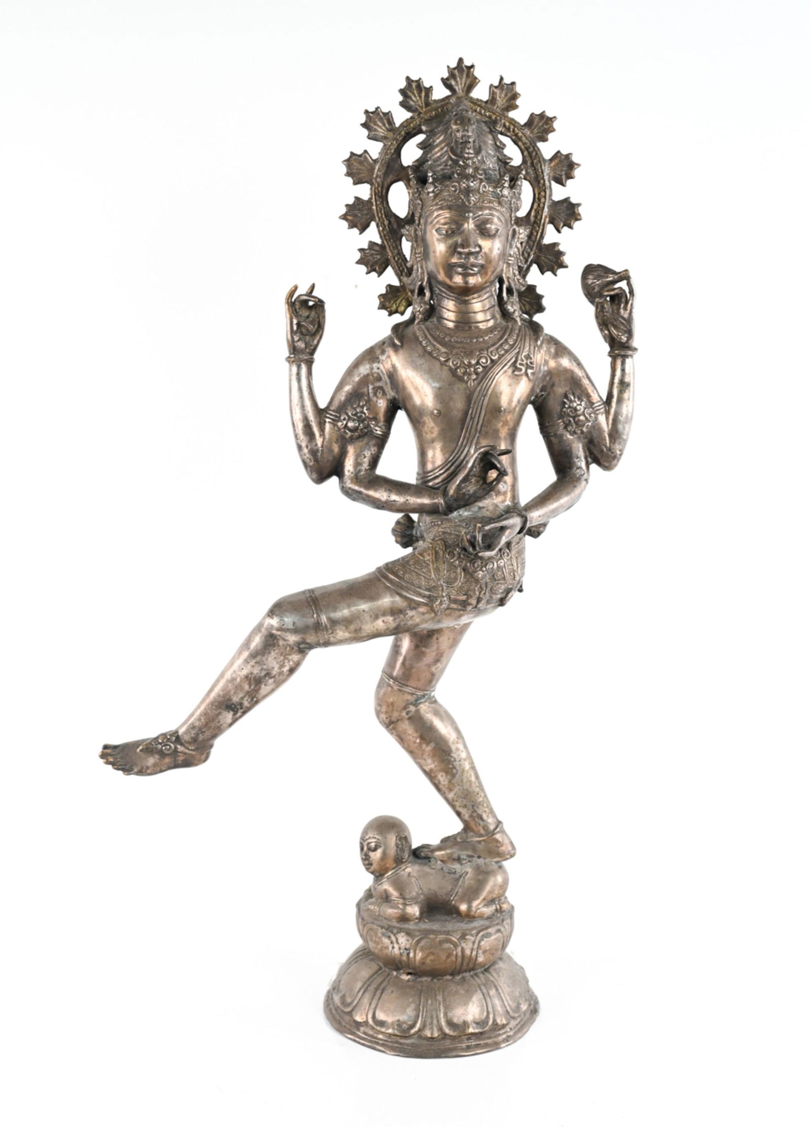 HINDU SILVERED BRASS NATARAJA SCULPTURE (1 of 20)