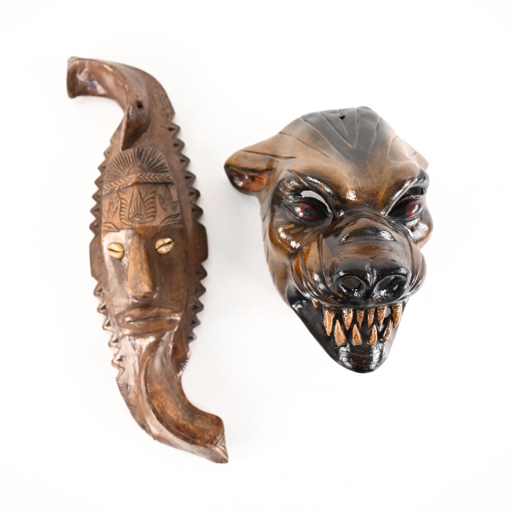 FOLK ART PAPER MACHE MASK & FACE CARVING (1 of 12)