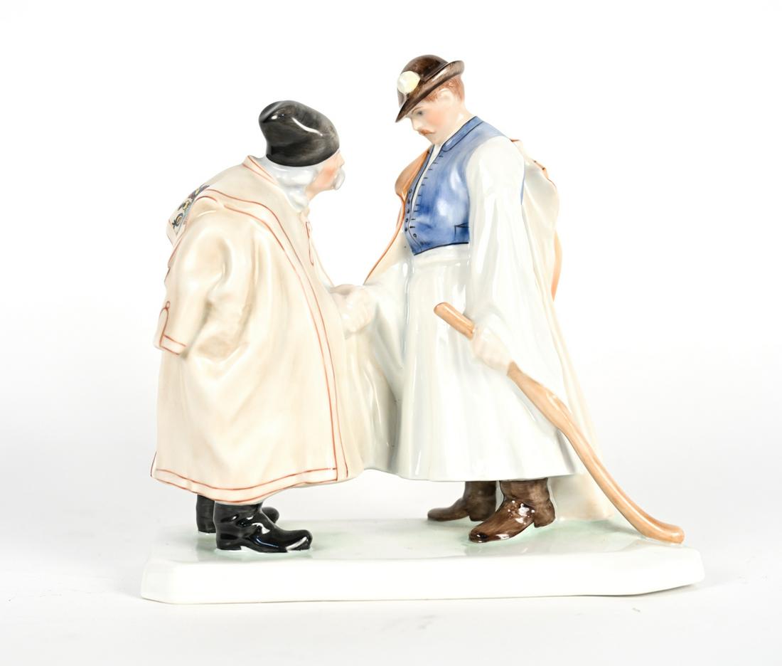 HEREND PORCELAIN "FAREWELL" FIGURAL GROUP (1 of 11)