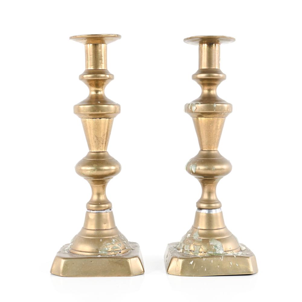 PAIR OF CONTEMPORARY BRASS CANDLESTICKS (1 of 7)