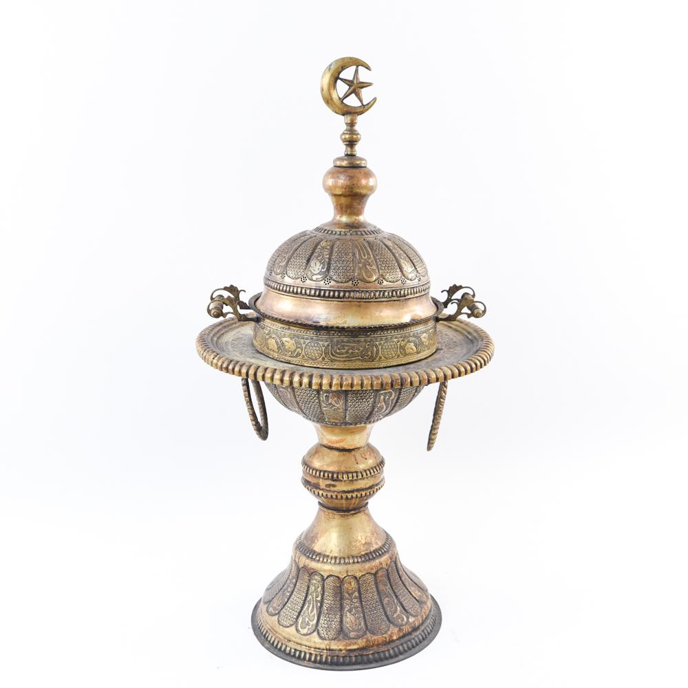 LARGE-SCALE ANTIQUE TURKISH BRASS BRAZIER (1 of 20)