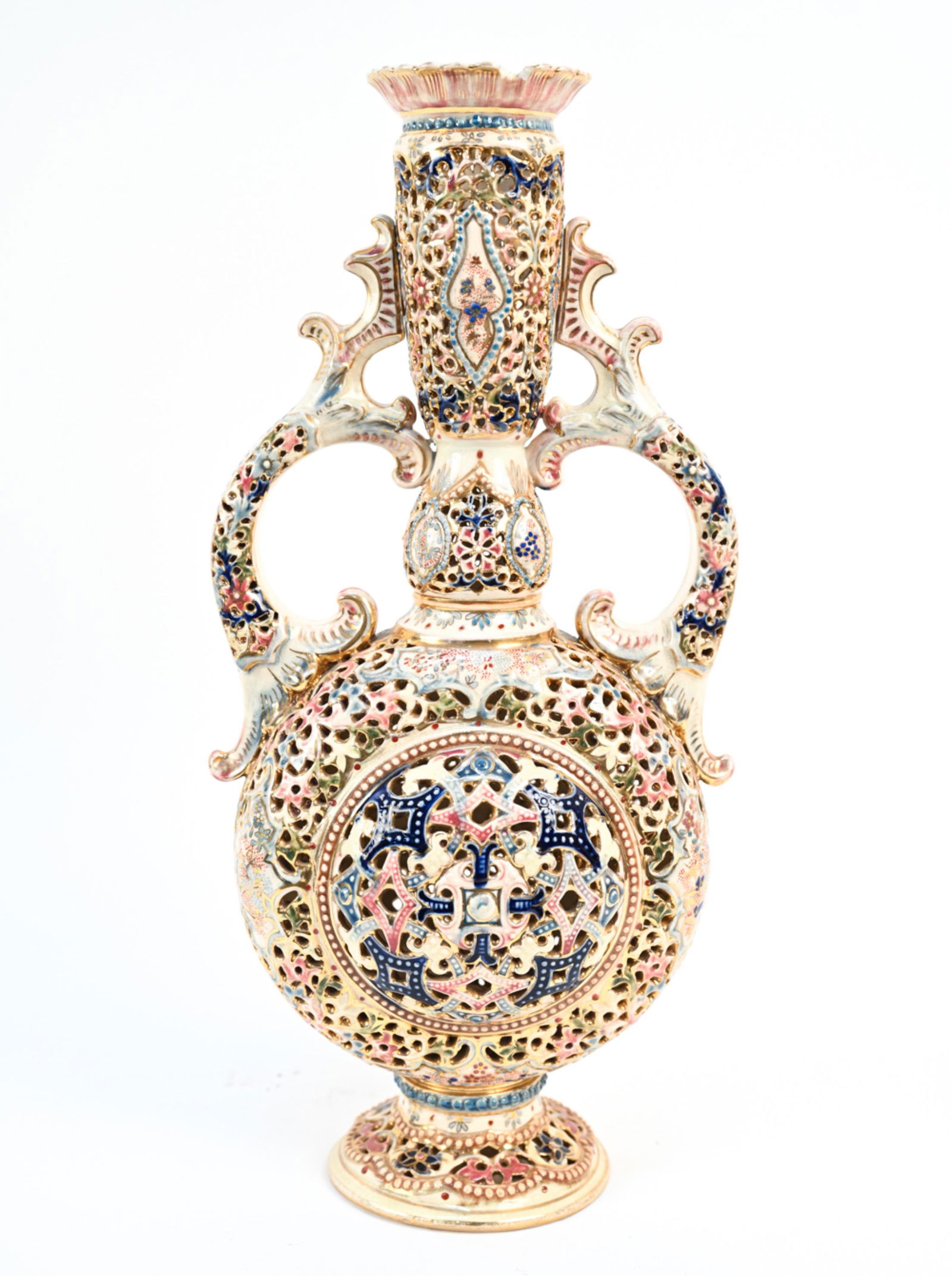 FISCHER J. BUDAPEST PIERCED PORCELAIN VASE (1 of 20)