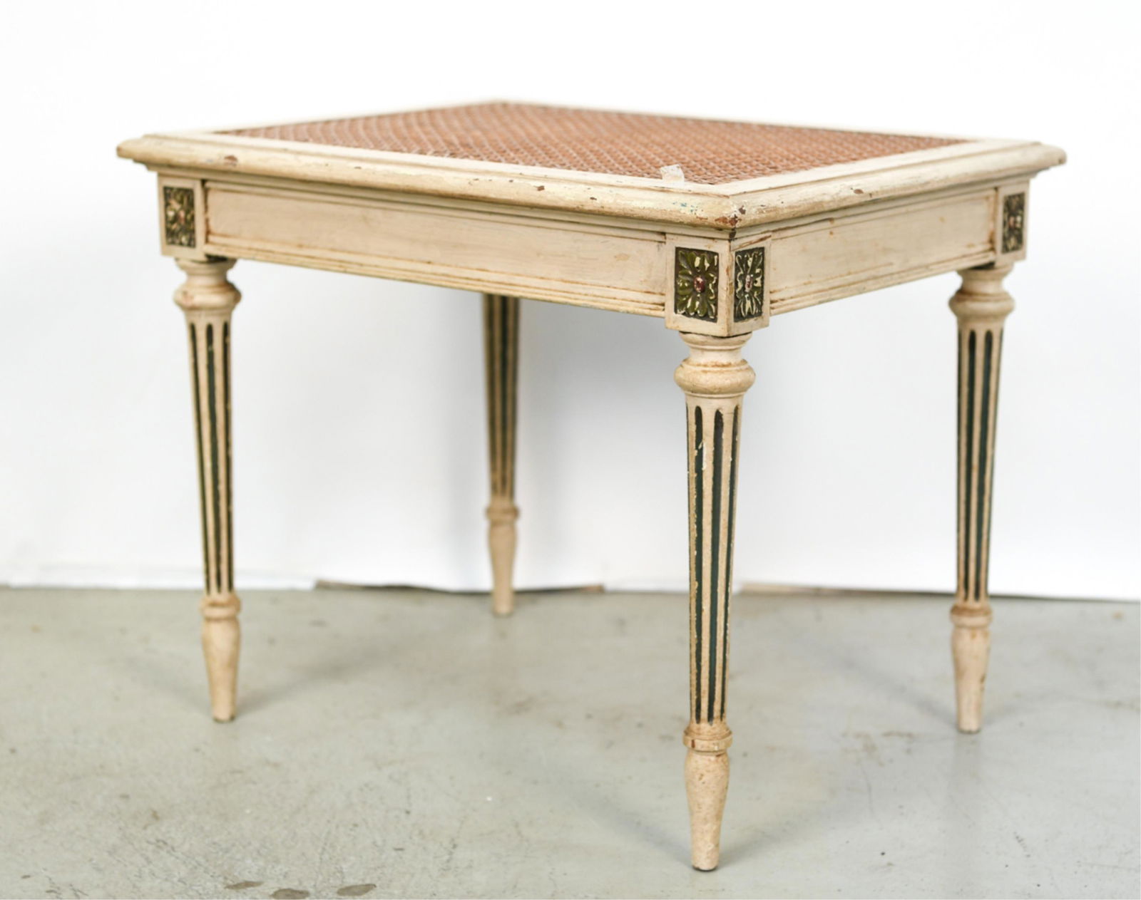 SMALL LOUIS XVI FRENCH STYLE BENCH STOOL (1 of 7)