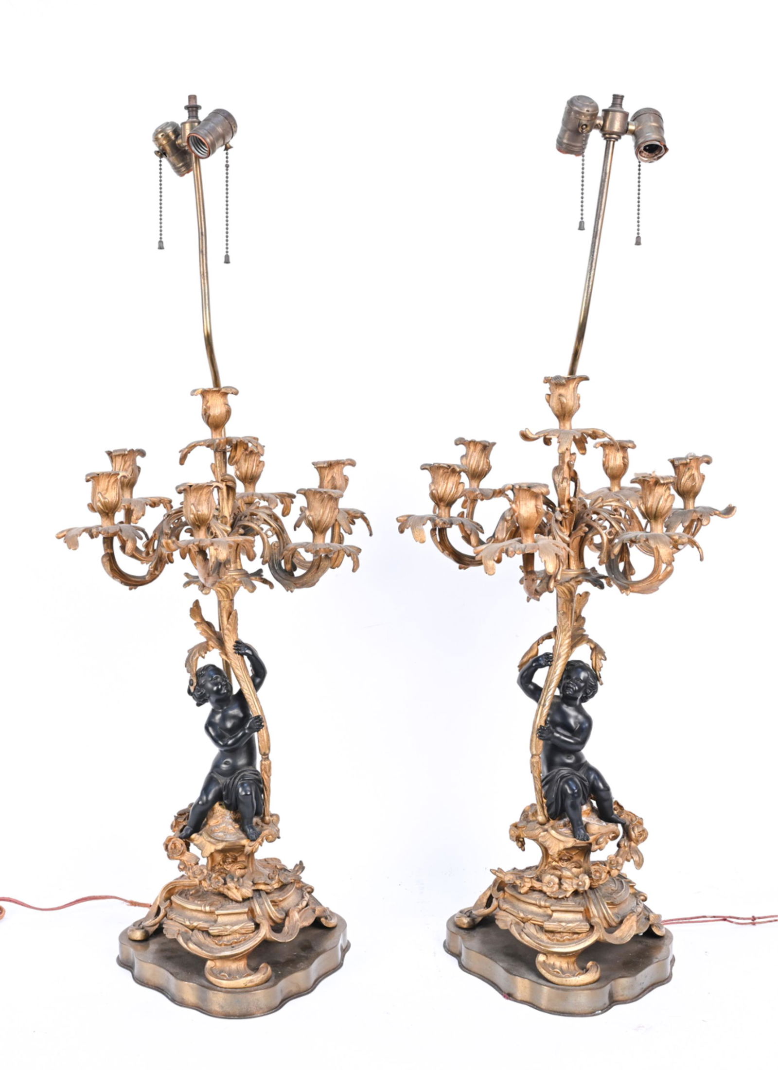 (2) NAPOLEON III DORE BRONZE CANDELABRAS, AS LAMPS (1 of 20)