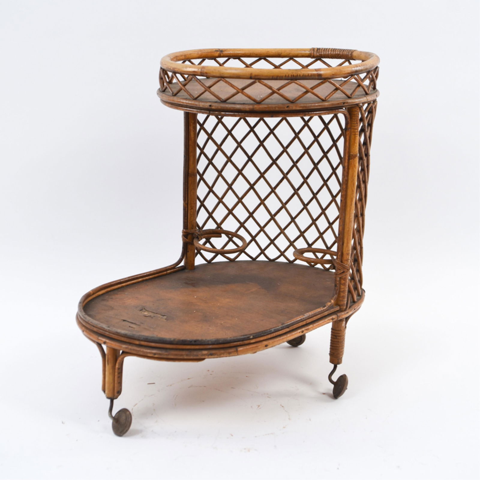MANNER OF BONACINA BAMBOO RATTAN BAR CART (1 of 10)