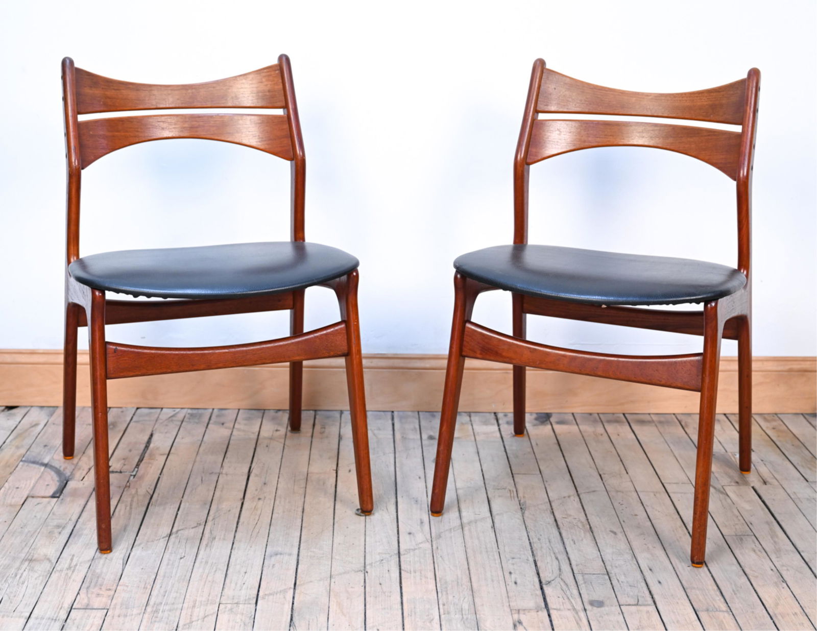 PAIR ERIK BUCH MODEL 310 TEAK & LEATHER CHAIRS (1 of 11)