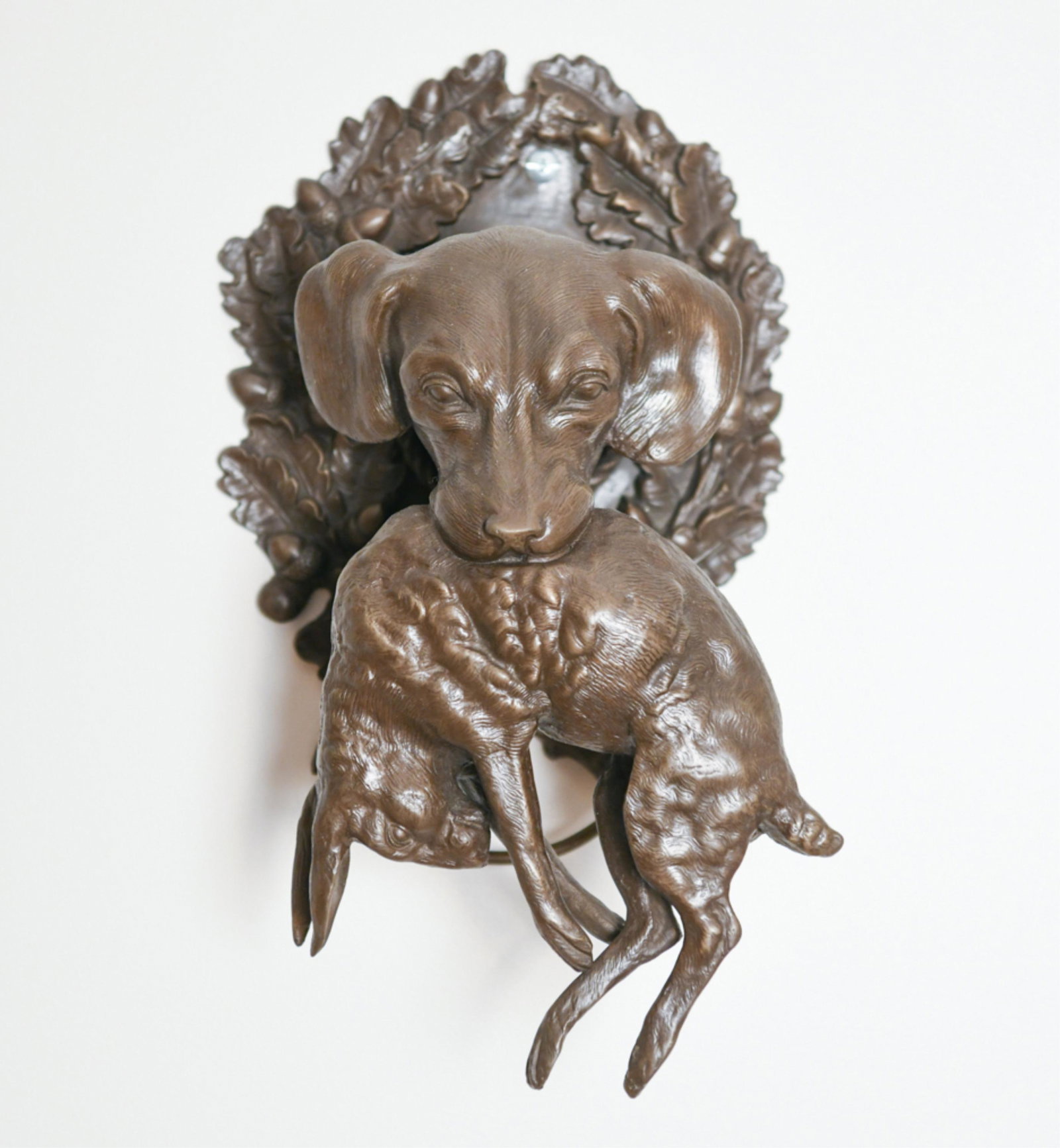 BRONZE HUNTING DOG & GAME RABBIT SCULPTURE (1 of 12)
