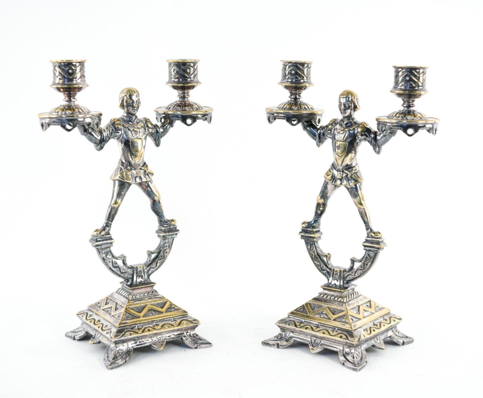 PAIR OF FIGURAL SILVERPLATE CANDLESTICKS (1 of 11)