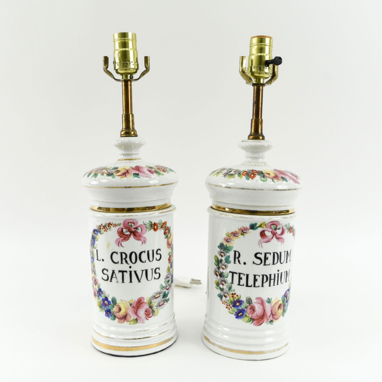 Pair Of French Porcelain Apothecary Jar Lamps