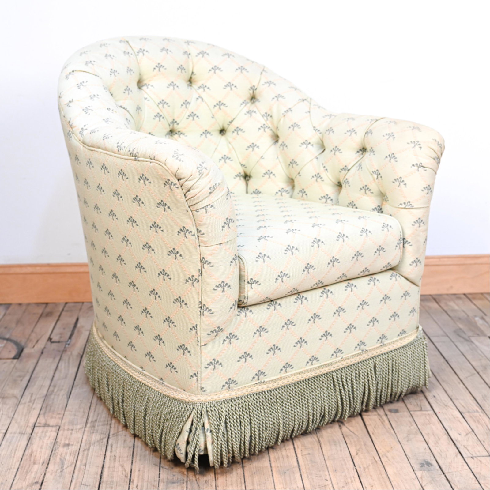 CUSTOM TUFTED BARREL-BACK SWIVEL GLIDER CHAIR (1 of 15)