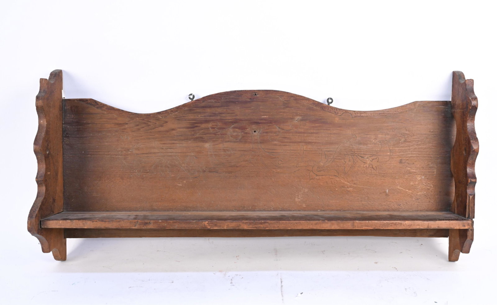 19TH C. PRIMITIVE CARVED WOOD WALL SHELF (1 of 9)