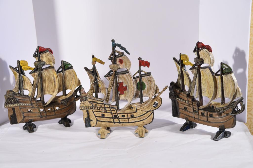 (3) IRON SHIP DOOR STOPS (1 of 5)