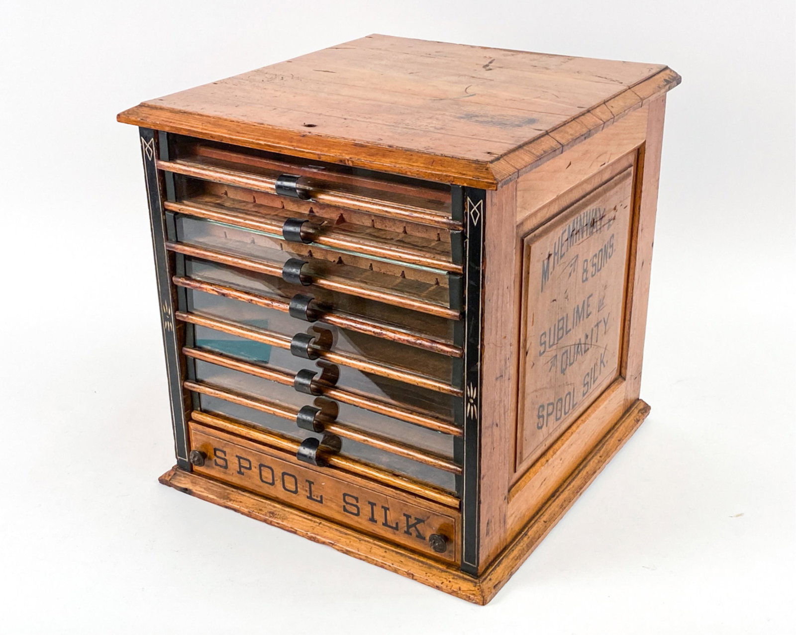 ANTIQUE M. HEMINWAY & SONS SPOOL SILK CABINET (1 of 16)
