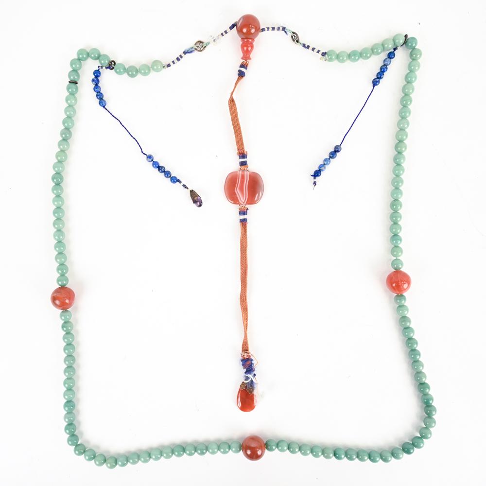 ANTIQUE CHINESE JADE & AGATE COURT NECKLACE (1 of 16)