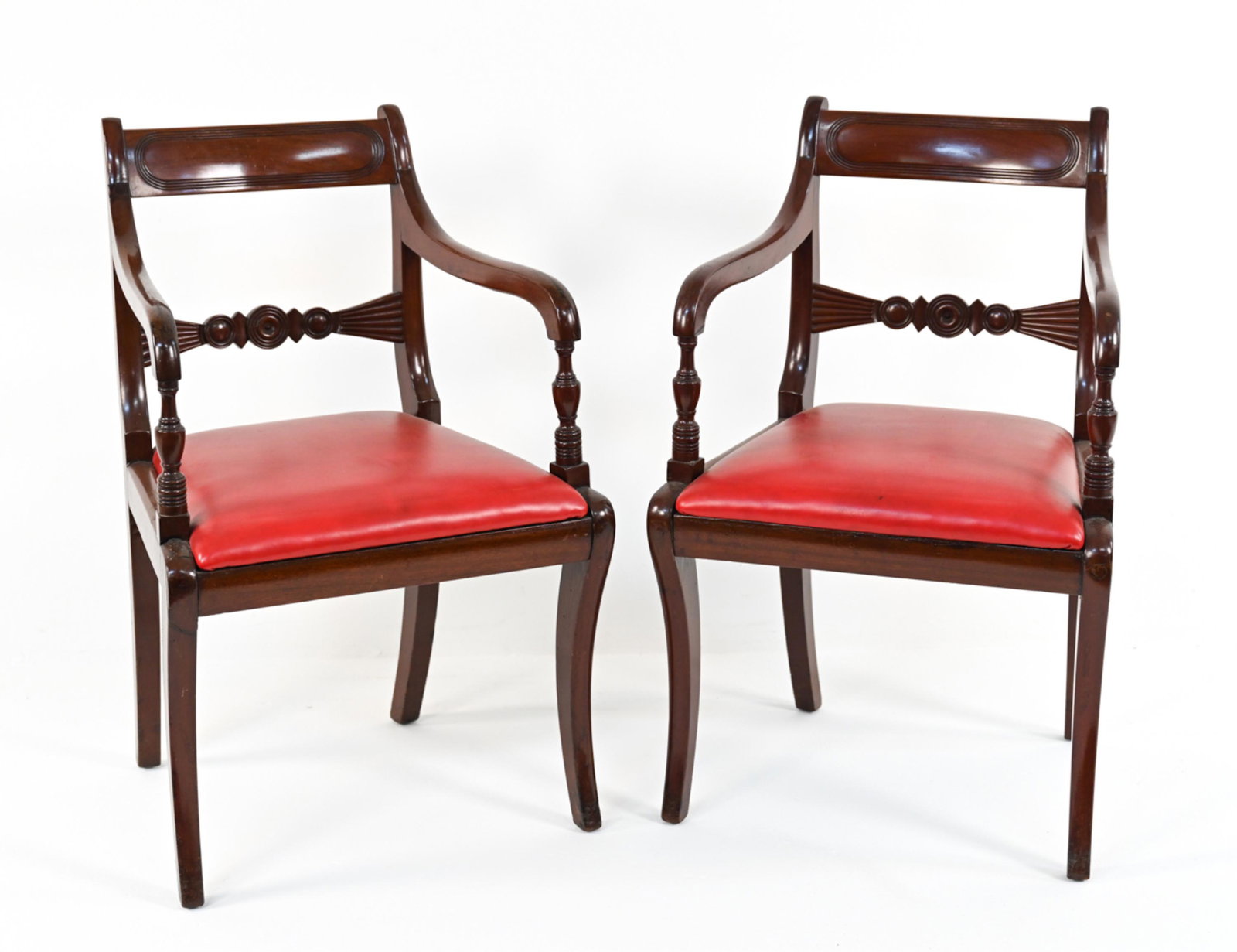 PAIR OF ANTIQUE MAHOGANY FEDERAL-STYLE ARMCHAIRS (1 of 20)