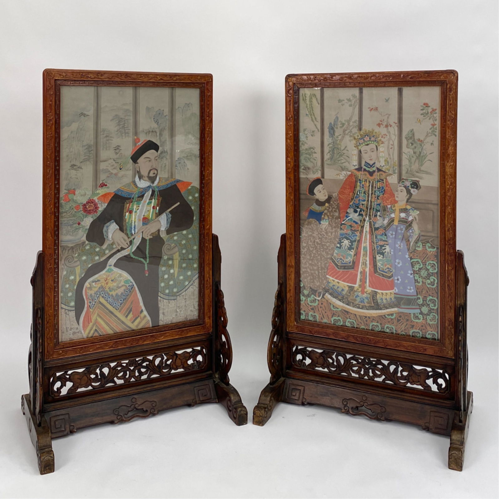 PAIR OF 19TH C. CHINESE SCREEN PAINTINGS (1 of 20)