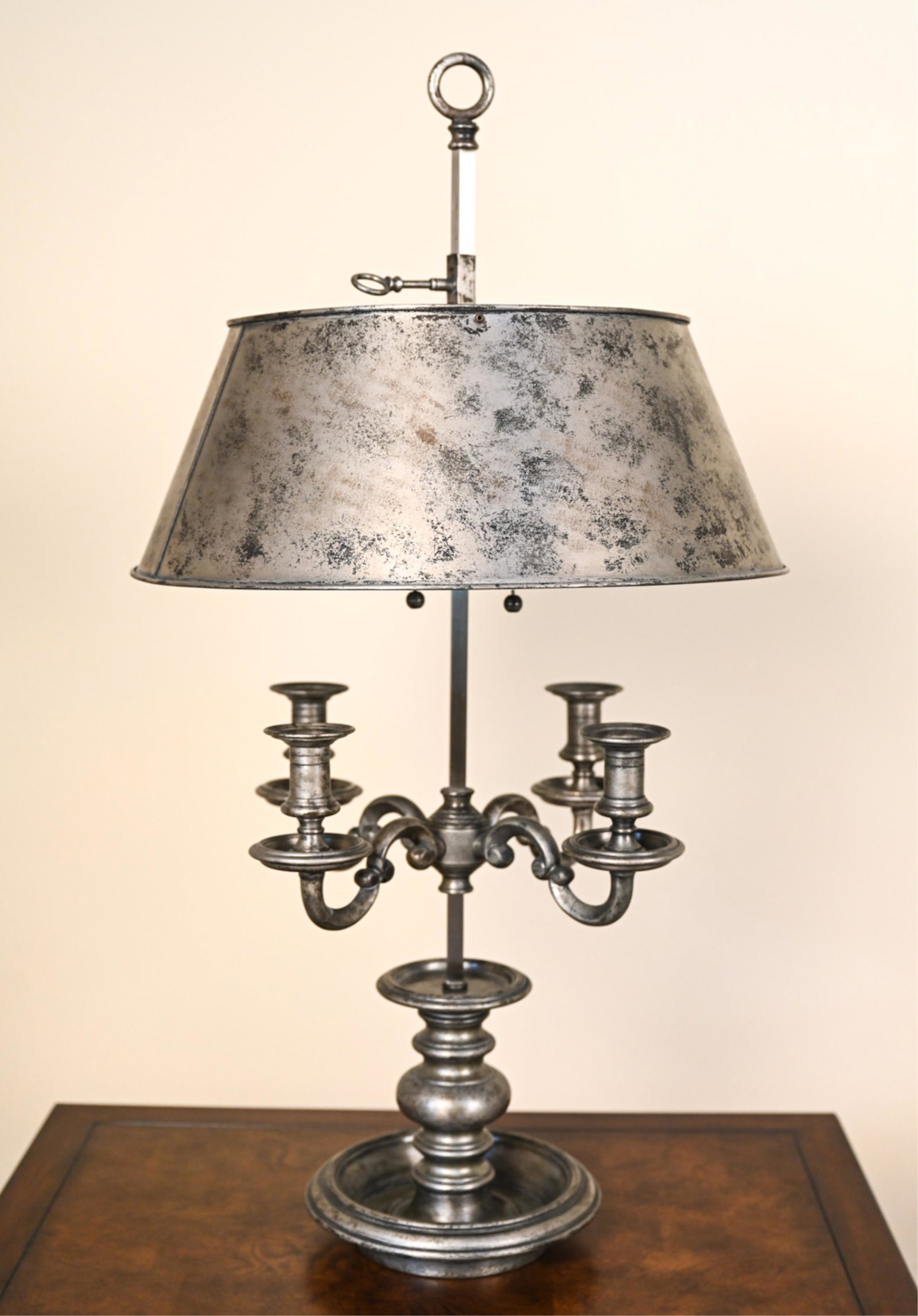CONTEMPORARY PEWTER CANDELABRA BOUILLOTTE LAMP (1 of 14)