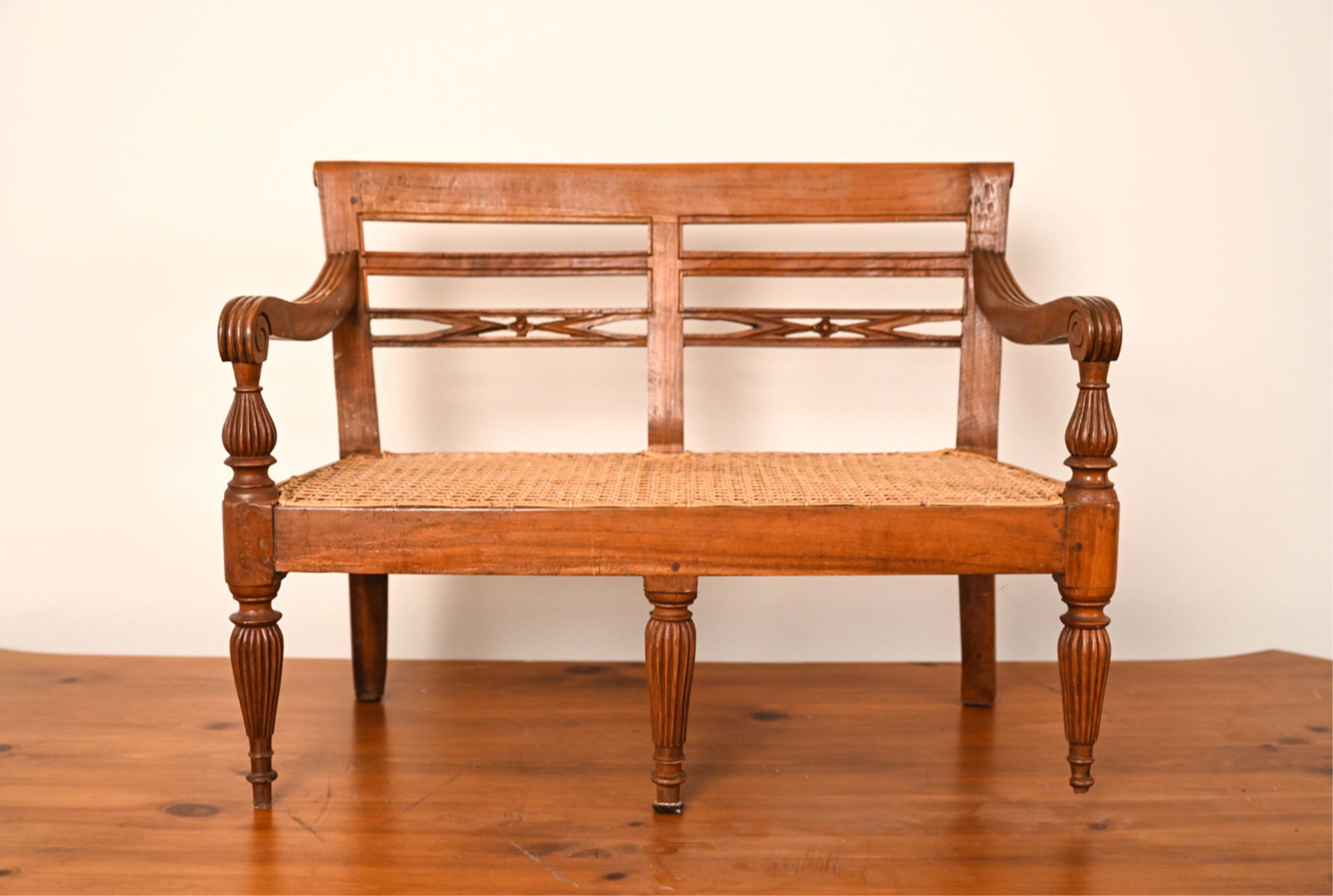 DIMINUTIVE CANED SEAT SETTEE (1 of 15)