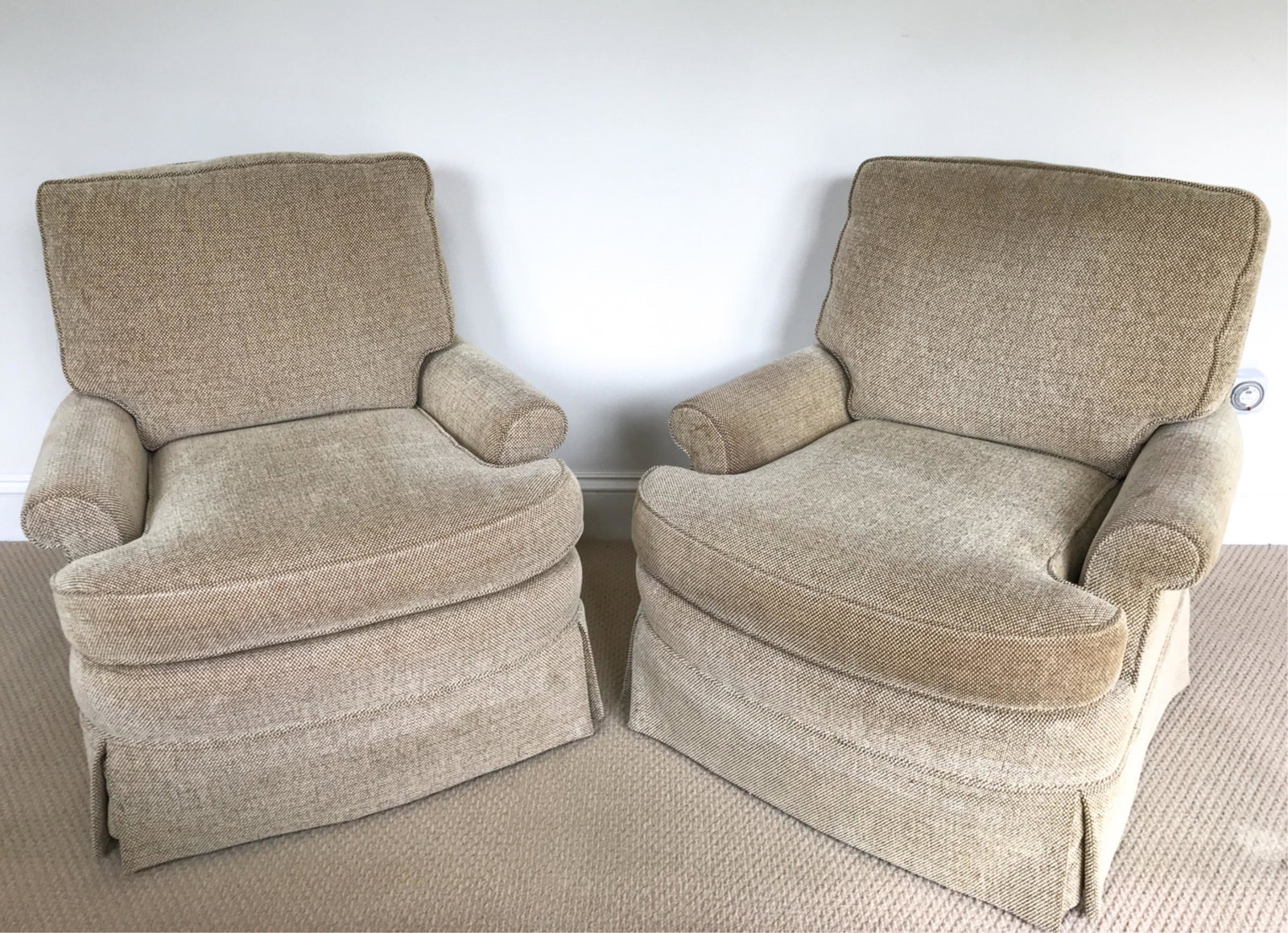 PAIR OF SCROLL ARM LOUNGE CHAIRS (1 of 11)