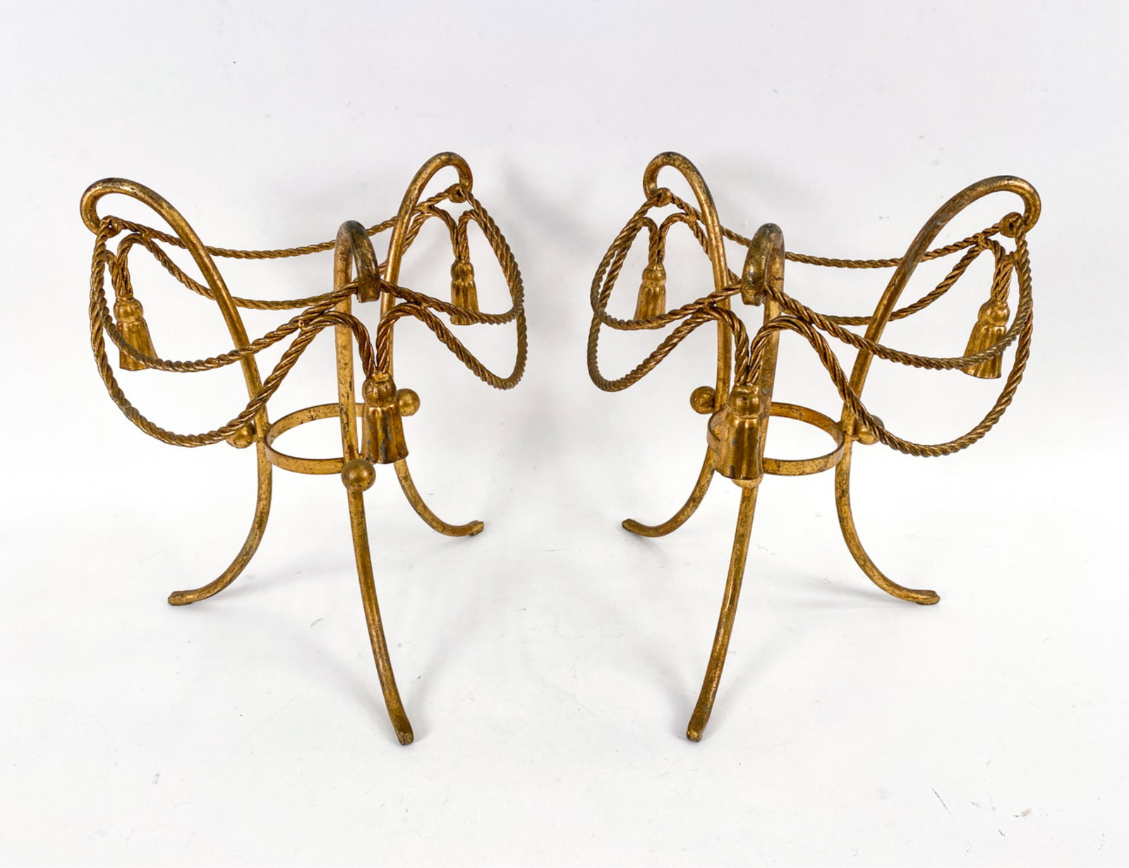 PAIR OF VINTAGE ROPE TASSEL SIDE TABLE BASES (1 of 13)