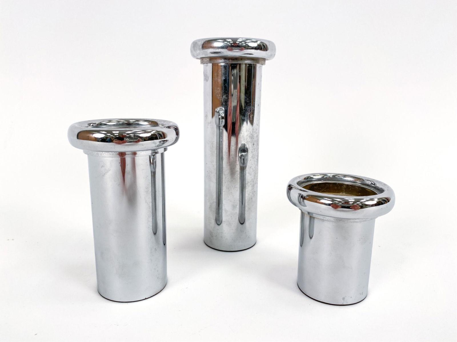 TRIO OF NAGEL CHROME CANDLE HOLDERS (1 of 7)