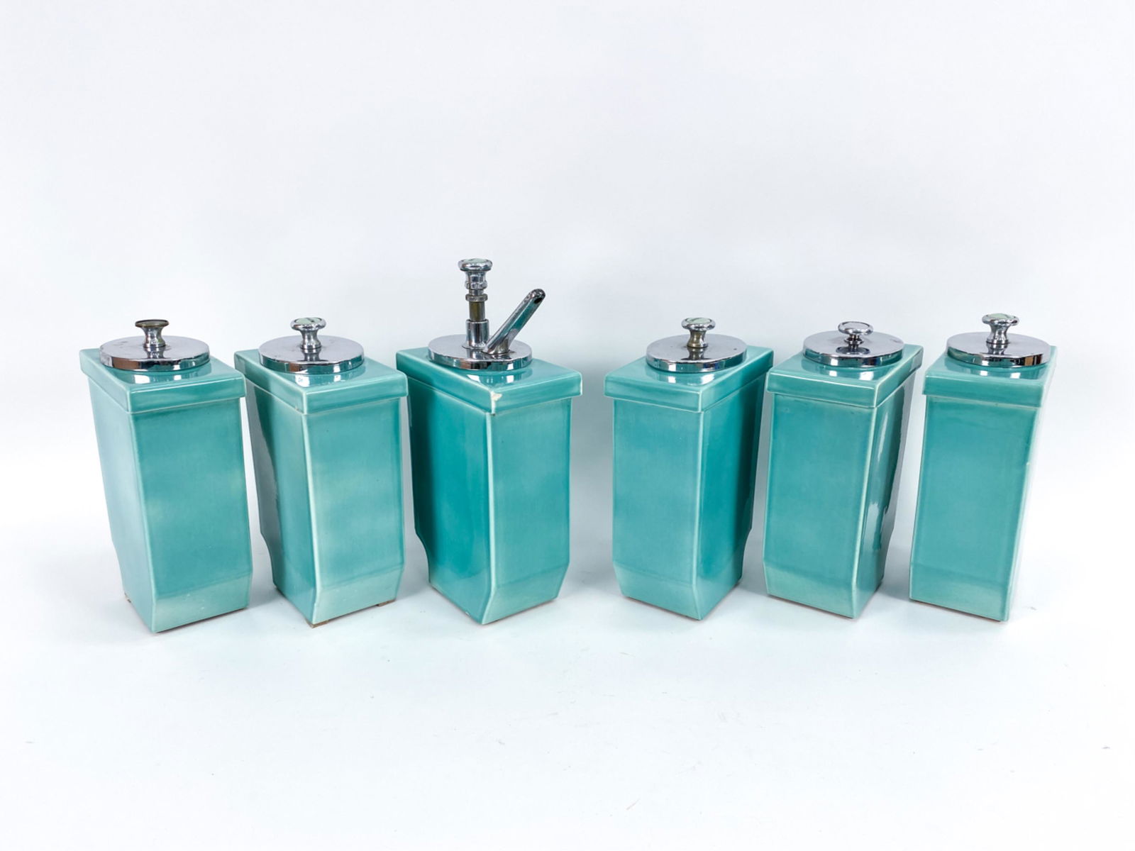 (6) VINTAGE HALL ICE CREAM PARLOR CANISTERS (1 of 16)