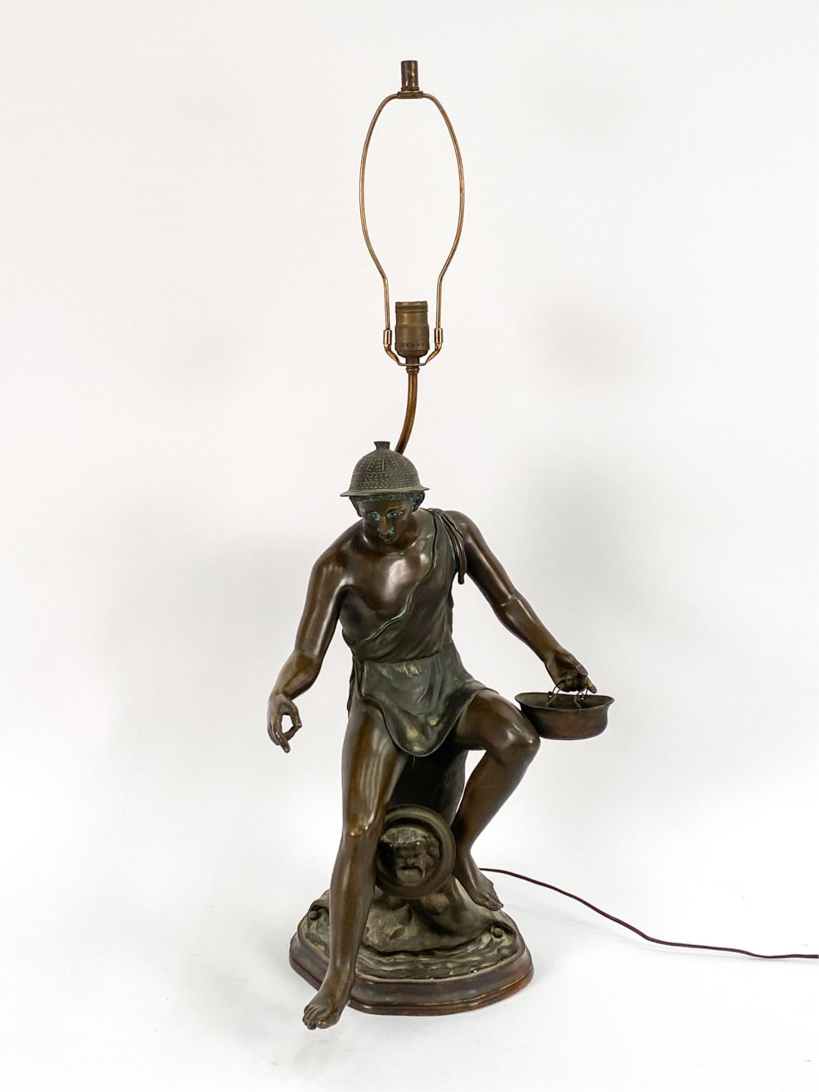 ANTIQUE CLASSICAL BRONZE FIGURE, MOUNTED AS LAMP (1 of 11)