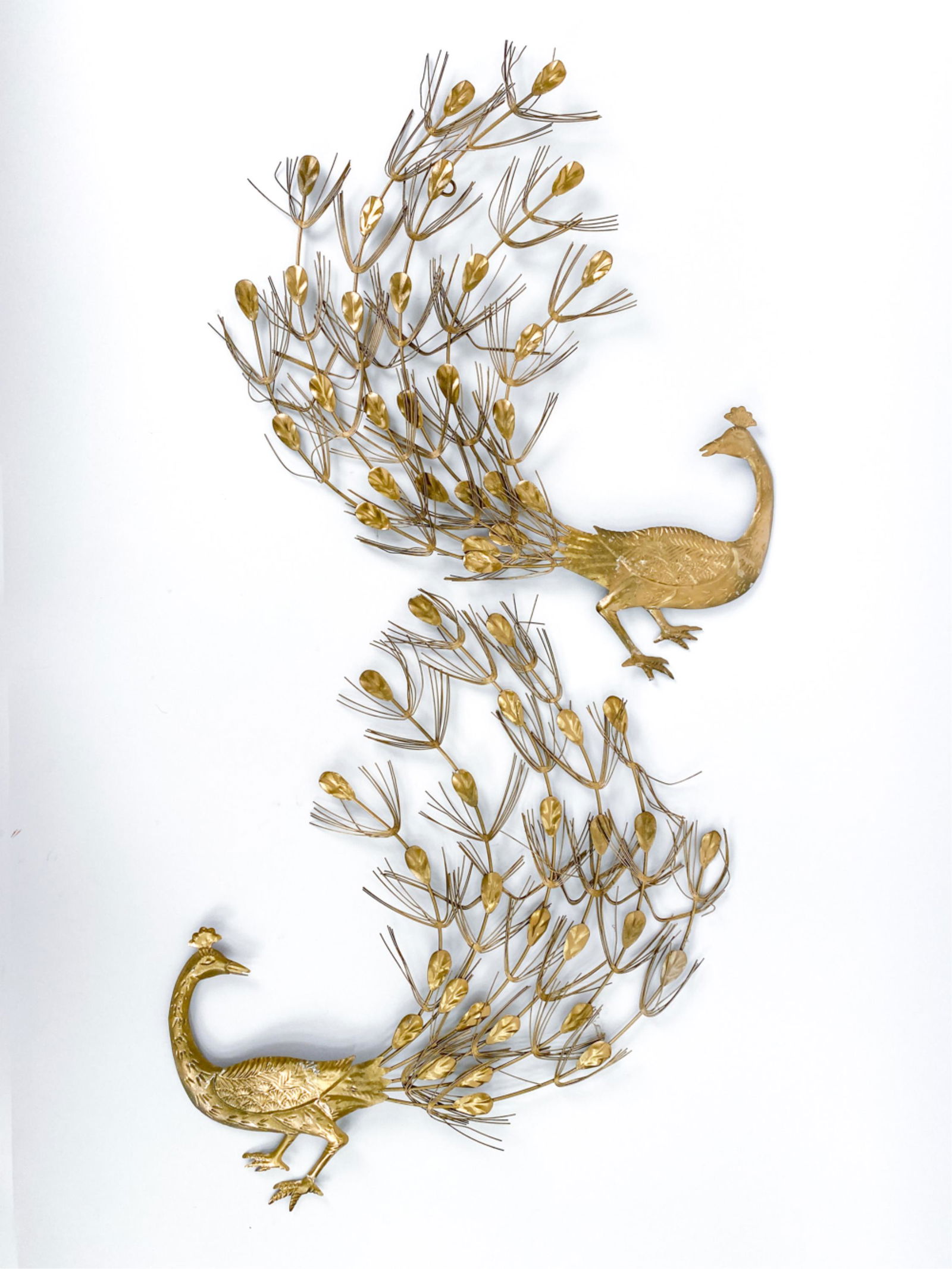 PAIR OF VINTAGE PEACOCK WALL HANGINGS (1 of 9)