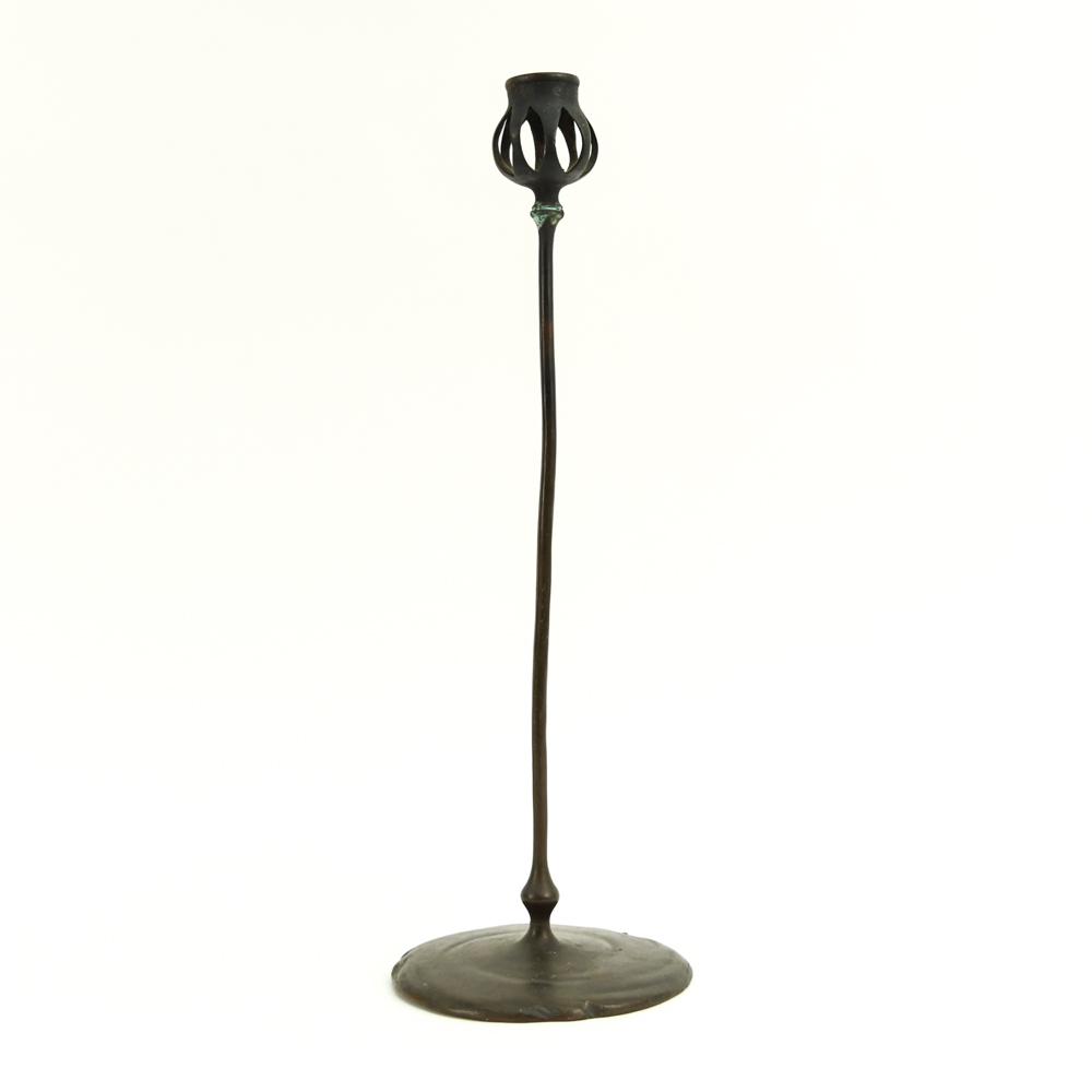 C. 1910 TIFFANY STUDIOS BRONZE CANDLESTICK (1 of 7)