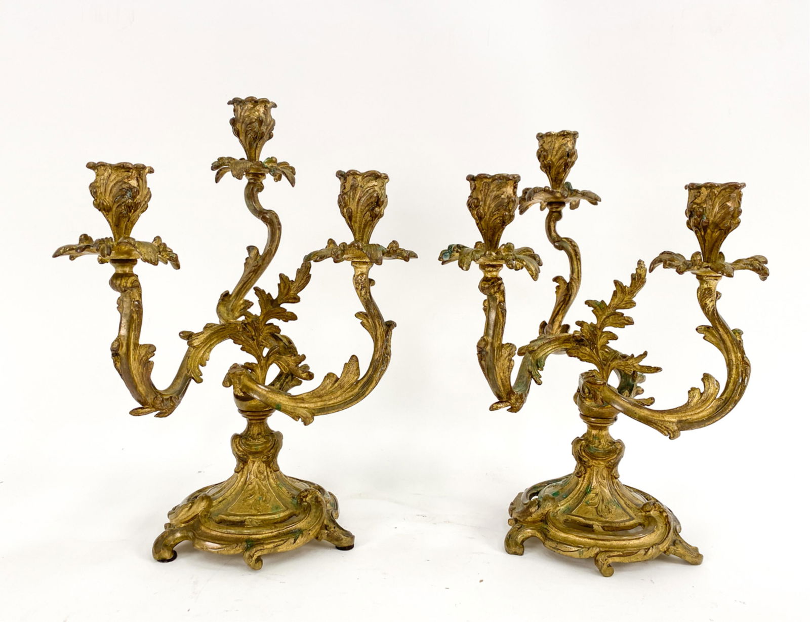 PAIR OF ANTIQUE FRENCH-STYLE BRASS CANDELABRAS (1 of 13)